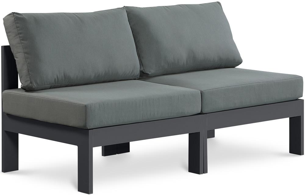 Meridian Furniture - Nizuc Grey Water Resistant Fabric Outdoor Patio Modular Sofa - 2Pc - 376Grey-S60B veiw 1