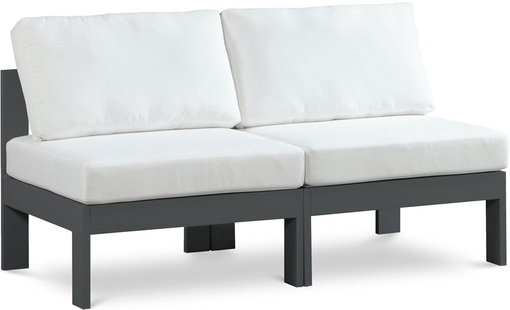 Meridian Furniture - Nizuc White Water Resistant Fabric Outdoor Patio Modular Sofa - 2Pc - 376White-S60B veiw 1