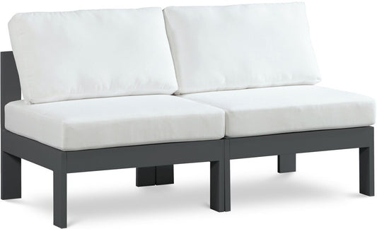 Meridian Furniture - Nizuc White Water Resistant Fabric Outdoor Patio Modular Sofa - 2Pc - 376White-S60B veiw 1