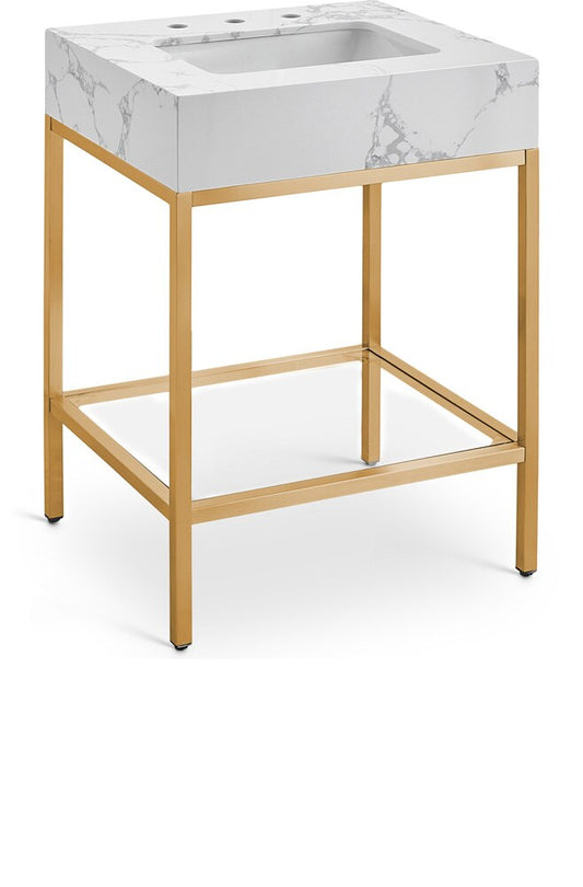 Meridian Furniture - Marmo White Engineered Marble Bathroom Vanity - 406White-24 veiw 1