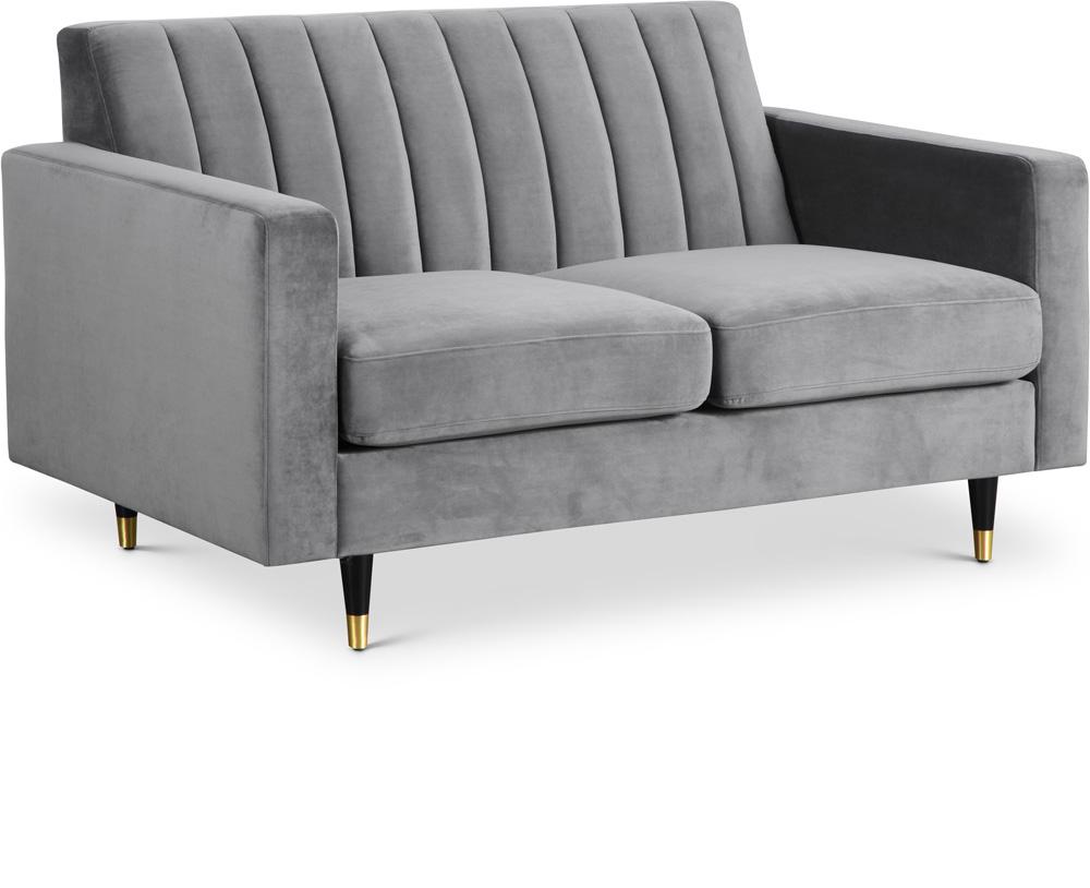 Meridian Furniture - Lola Grey Velvet Loveseat - 619Grey-L veiw 1