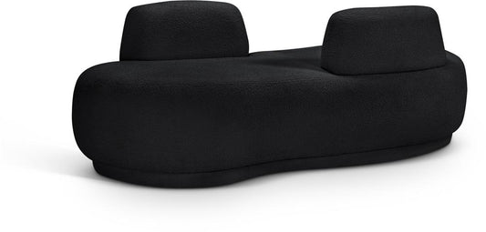 Meridian Furniture - Argyle Black Teddy Fabric Chaise/Loveseat - 629Black-Chaise veiw 1