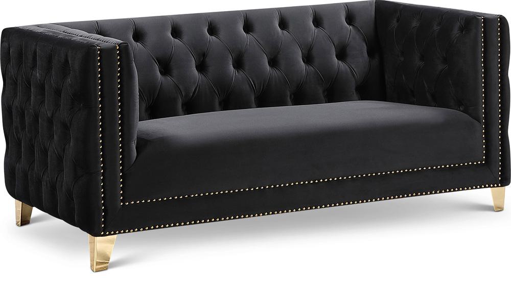 Meridian Furniture - Michelle Black Velvet Loveseat - 652Black-L veiw 1