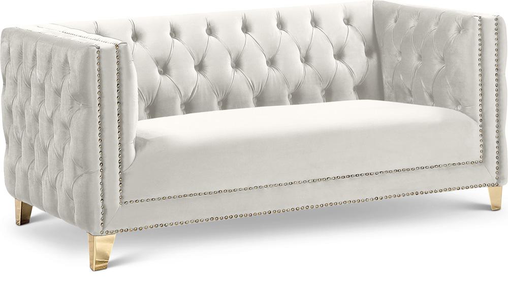 Meridian Furniture - Michelle Cream Velvet Loveseat - 652Cream-L veiw 1