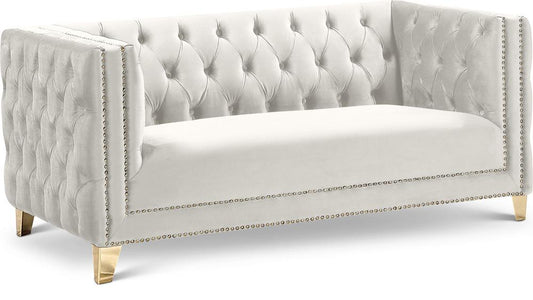 Meridian Furniture - Michelle Cream Velvet Loveseat - 652Cream-L veiw 1