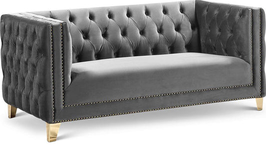 Meridian Furniture - Michelle Grey Velvet Loveseat - 652Grey-L veiw 1