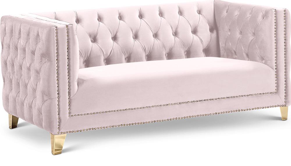 Meridian Furniture - Michelle Pink Velvet Loveseat - 652Pink-L veiw 1