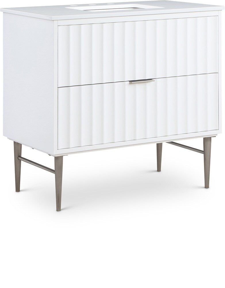 Meridian Furniture - Modernist White Bathroom Vanity - 402White-36 veiw 1