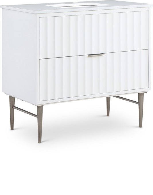 Meridian Furniture - Modernist White Bathroom Vanity - 402White-36 veiw 1