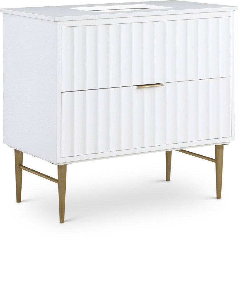 Meridian Furniture - Modernist White Bathroom Vanity - 401White-36 veiw 1