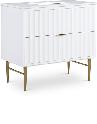 Meridian Furniture - Modernist White Bathroom Vanity - 401White-36 veiw 1