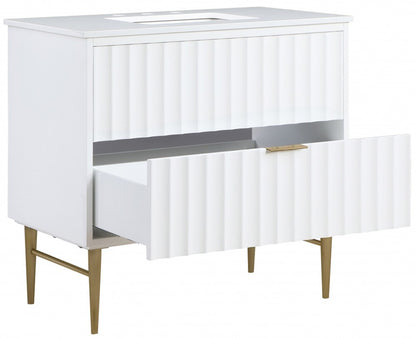 Meridian Furniture - Modernist White Bathroom Vanity - 401White-36 veiw 2