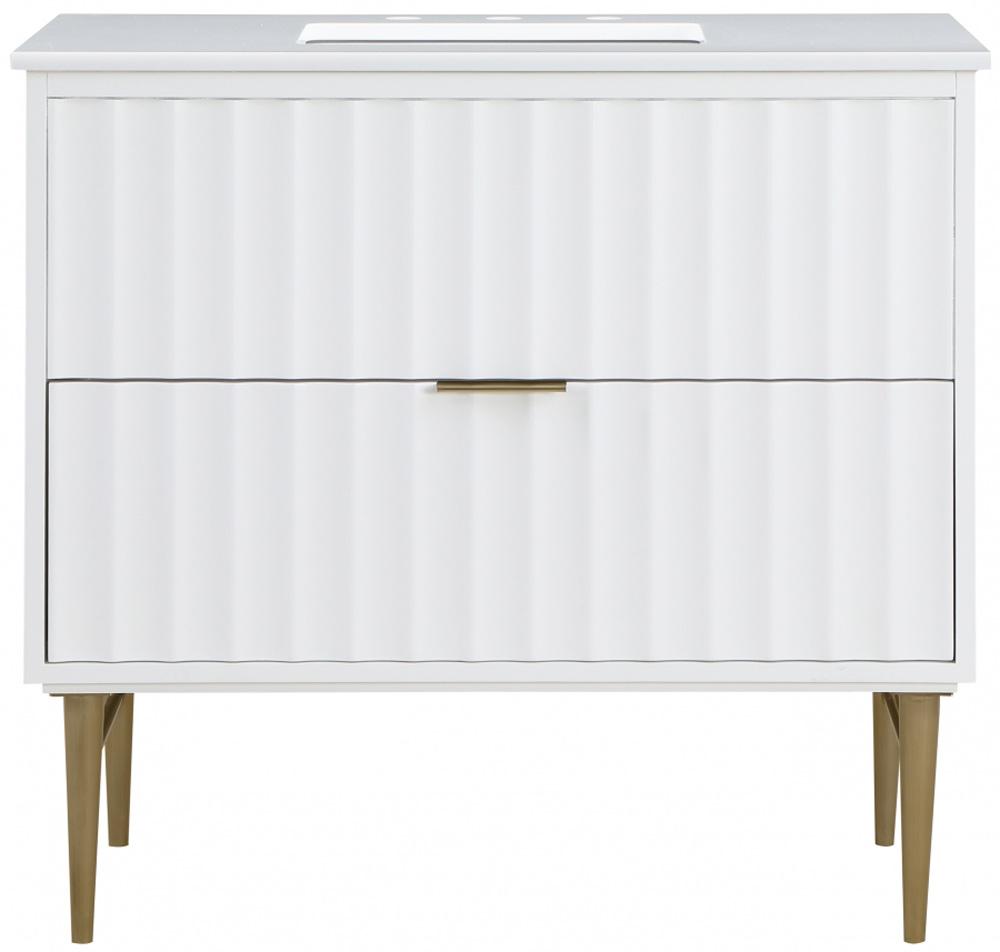 Meridian Furniture - Modernist White Bathroom Vanity - 401White-36 veiw 3