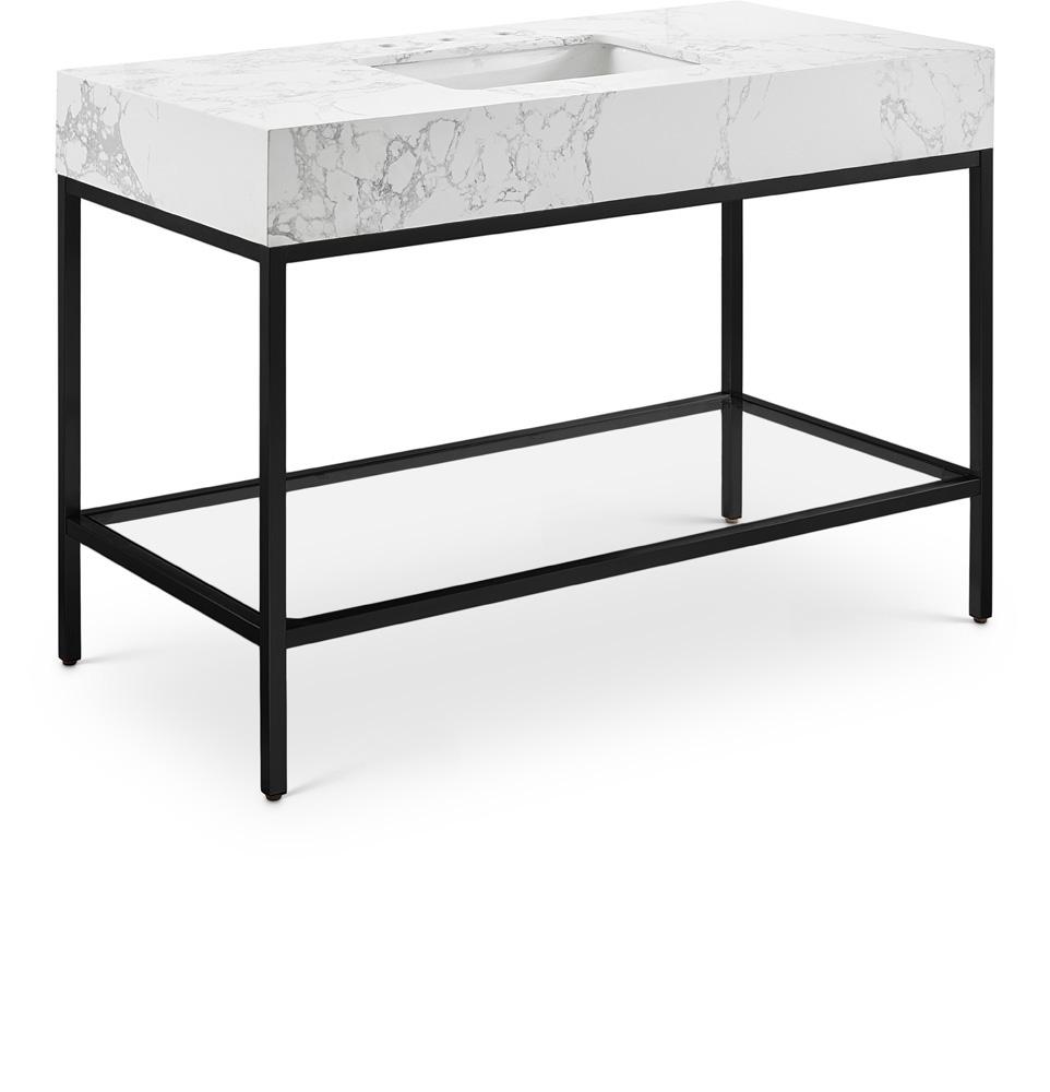 Meridian Furniture - Marmo White Engineered Marble Bathroom Vanity - 407White-48 veiw 1
