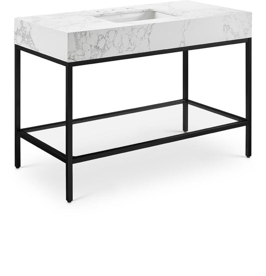Meridian Furniture - Marmo White Engineered Marble Bathroom Vanity - 407White-48 veiw 1