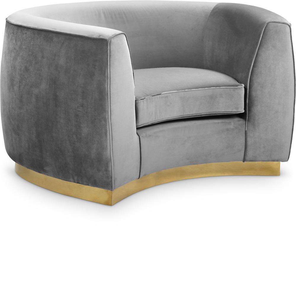 Meridian Furniture - Julian Grey Velvet Chair - 620Grey-C veiw 1
