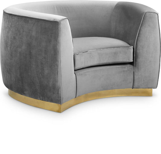 Meridian Furniture - Julian Grey Velvet Chair - 620Grey-C veiw 1