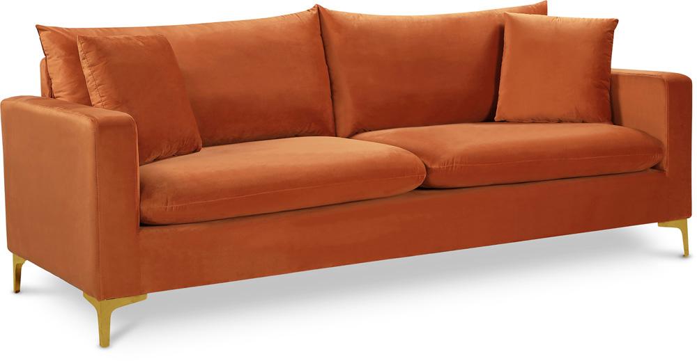 Meridian Furniture - Naomi Cognac Velvet Sofa - 633Cognac-S veiw 1