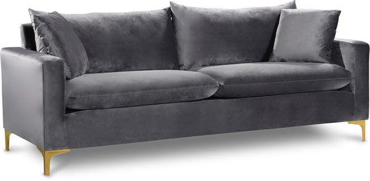 Meridian Furniture - Naomi Grey Velvet Sofa - 633Grey-S veiw 1