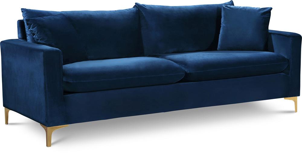 Meridian Furniture - Naomi Navy Velvet Sofa - 633Navy-S veiw 1