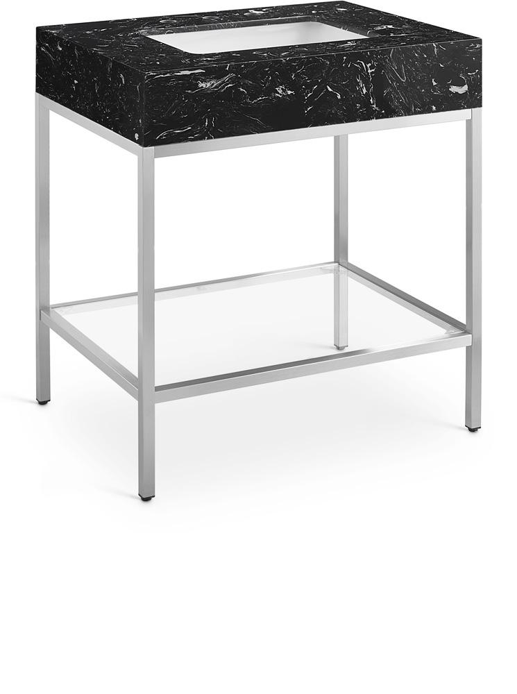 Meridian Furniture - Marmo White Engineered Marble Bathroom Vanity - 408Black-30 veiw 1