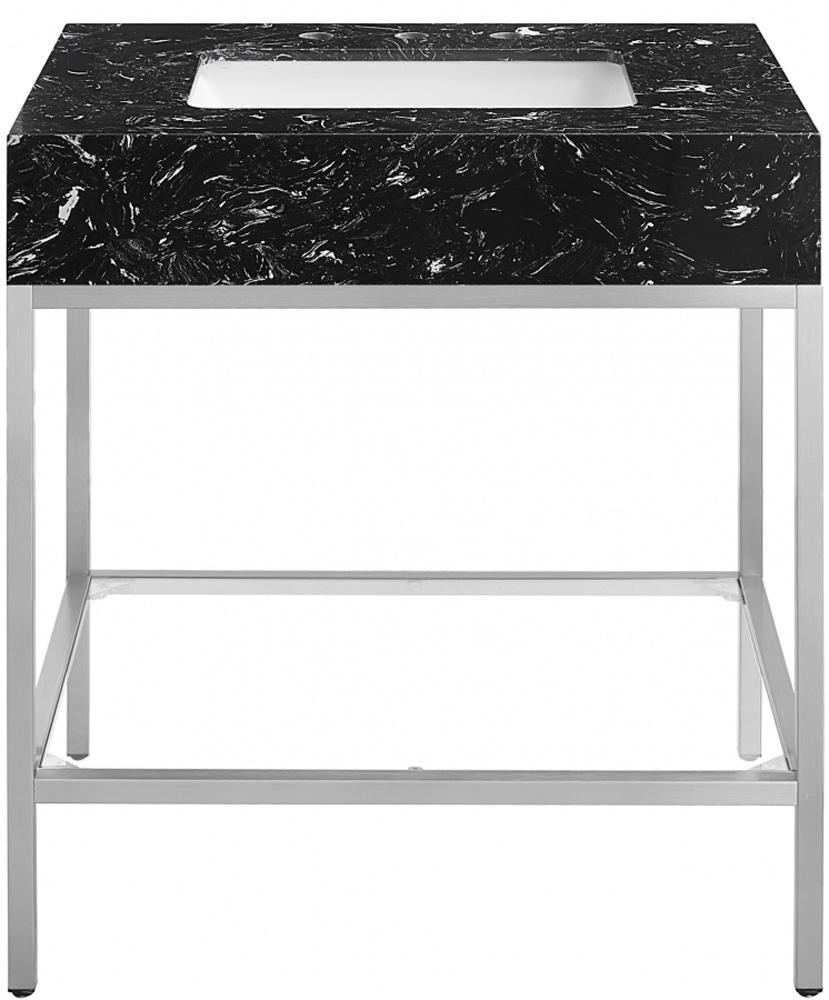 Meridian Furniture - Marmo White Engineered Marble Bathroom Vanity - 408Black-30 veiw 3