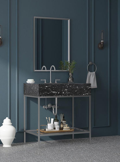 Meridian Furniture - Marmo White Engineered Marble Bathroom Vanity - 408Black-30 veiw 5