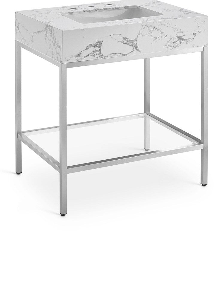 Meridian Furniture - Marmo White Engineered Marble Bathroom Vanity - 408White-30 veiw 1