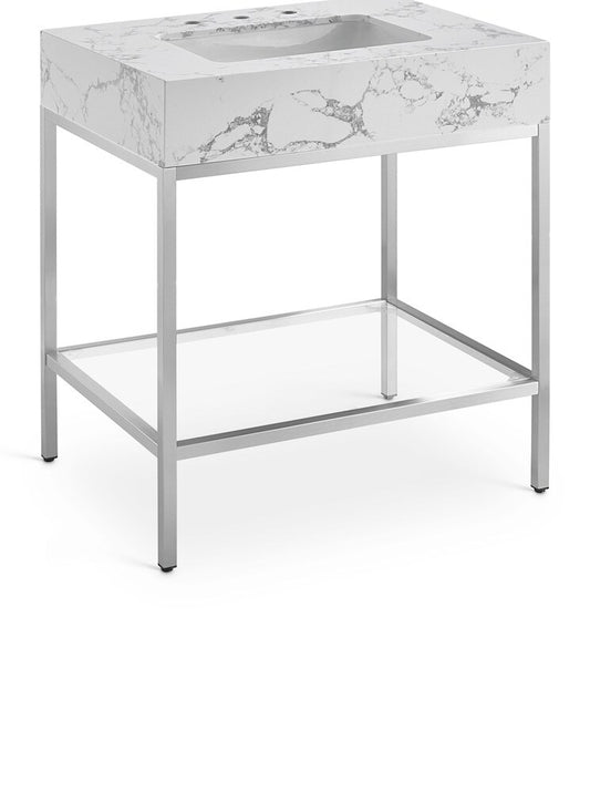 Meridian Furniture - Marmo White Engineered Marble Bathroom Vanity - 408White-30 veiw 1