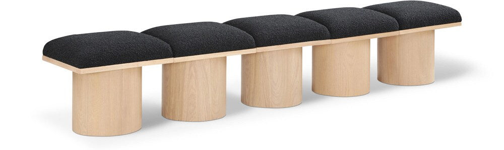 Meridian Furniture - Pavilion Black Boucle Fabric Bench - 5Pc - 465Black-5A veiw 1