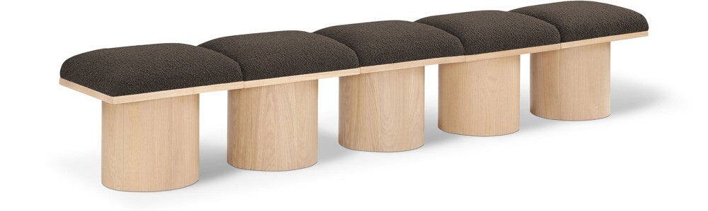 Meridian Furniture - Pavilion Brown Boucle Fabric Bench - 5Pc - 465Brown-5A veiw 1
