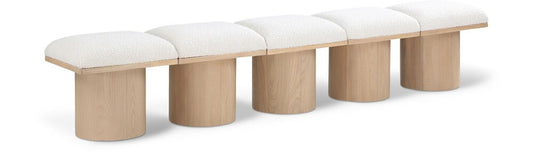 Meridian Furniture - Pavilion Cream Boucle Fabric Bench - 5Pc - 465Cream-5A veiw 1