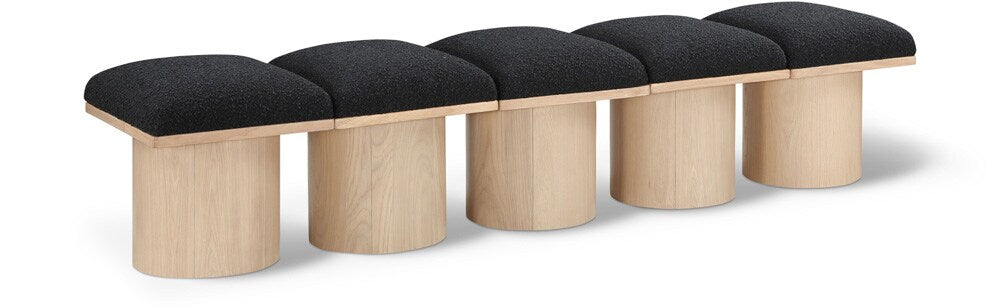 Meridian Furniture - Pavilion Black Boucle Fabric Bench - 5Pc - 465Black-5B veiw 1