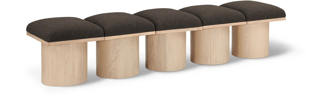 Meridian Furniture - Pavilion Brown Boucle Fabric Bench - 5Pc - 465Brown-5B veiw 1