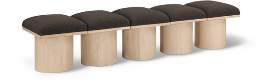 Meridian Furniture - Pavilion Brown Boucle Fabric Bench - 5Pc - 465Brown-5B veiw 1