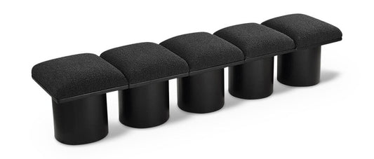 Meridian Furniture - Pavilion Black Boucle Fabric Bench - 5Pc - 466Black-5A veiw 1