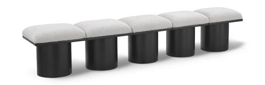 Meridian Furniture - Pavilion Cream Boucle Fabric Bench - 5Pc - 466Cream-5A veiw 1