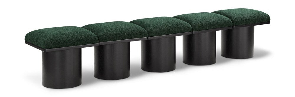 Meridian Furniture - Pavilion Green Boucle Fabric Bench - 5Pc - 466Green-5A veiw 1