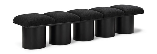 Meridian Furniture - Pavilion Black Boucle Fabric Bench - 5Pc - 466Black-5B veiw 1