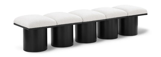 Meridian Furniture - Pavilion Cream Boucle Fabric Bench - 5Pc - 466Cream-5B veiw 1