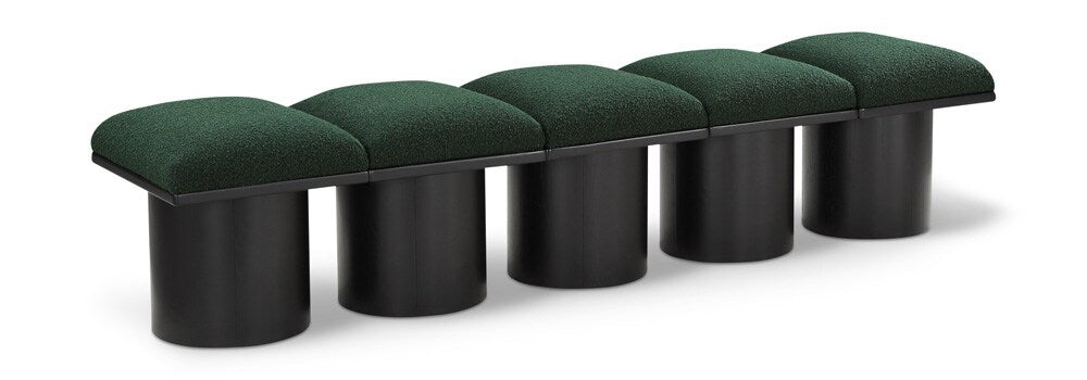 Meridian Furniture - Pavilion Green Boucle Fabric Bench - 5Pc - 466Green-5B veiw 1