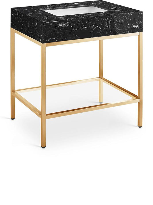 Meridian Furniture - Marmo Black Engineered Marble Bathroom Vanity - 406Black-30 veiw 1