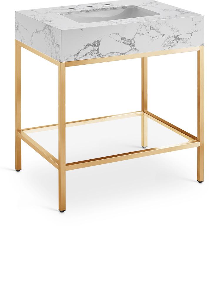 Meridian Furniture - Marmo White Engineered Marble Bathroom Vanity - 406White-30 veiw 1
