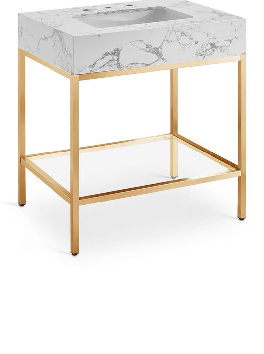 Meridian Furniture - Marmo White Engineered Marble Bathroom Vanity - 406White-30 veiw 1