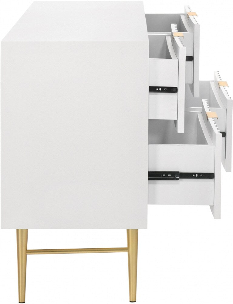 Meridian Furniture - Modernist White Gloss Dresser - 801White-D veiw 3
