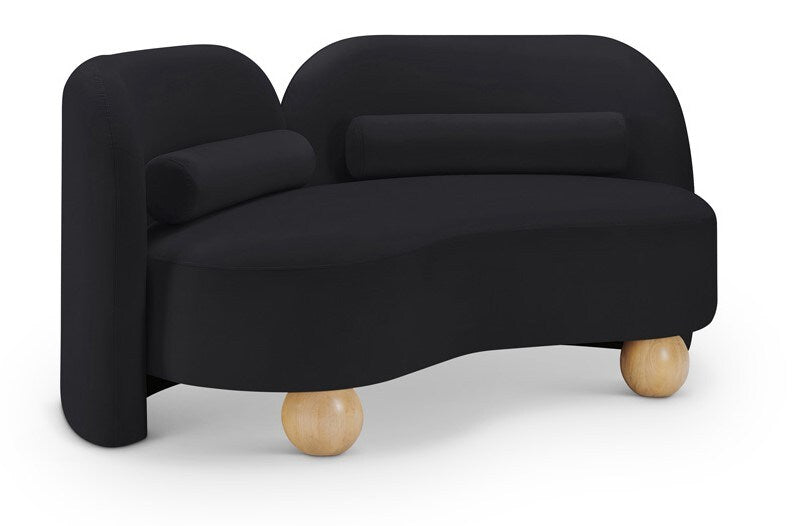 Meridian Furniture - Daphne Black Velvet Loveseat - 44002Black-L veiw 1