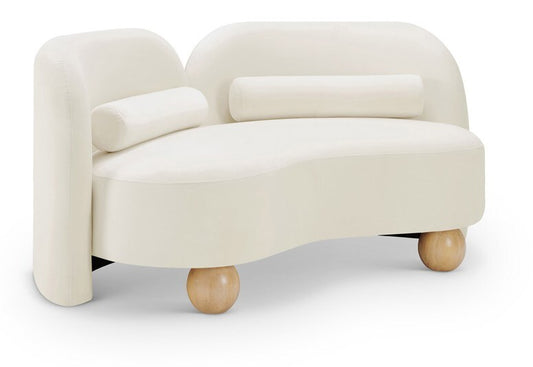 Meridian Furniture - Daphne Cream Velvet Loveseat - 44002Cream-L veiw 1
