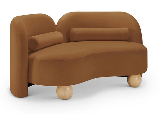 Meridian Furniture - Daphne Saddle Velvet Loveseat - 44002Saddle-L veiw 1