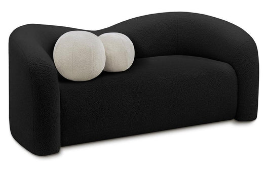 Meridian Furniture - Kali Black Faux Shearling Teddy Fabric Loveseat - 186Black-L veiw 1