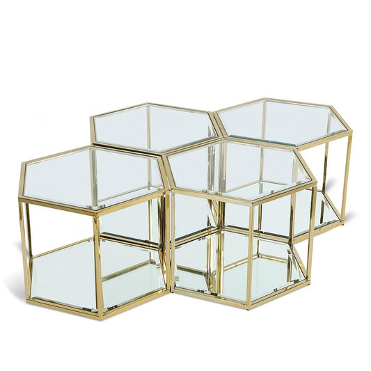 Meridian Furniture - Sei Brushed Gold Coffee Table - 4pc - 205-CT-4PC veiw 1